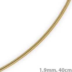 1,9mm Kette Collier Schlangenkette aus 585 Gold Gelbgold, 40cm, Damen