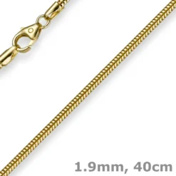 1,9mm Kette Collier Schlangenkette aus 585 Gold Gelbgold, 40cm, Damen