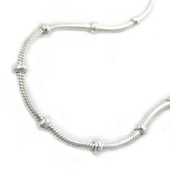 1mm Kette Collier Schlangenkette mit Kugeln, 925 Silber, 42cm, Damen