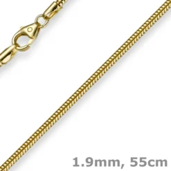 1,9mm Kette Collier Schlangenkette aus 585 Gold Gelbgold, 55cm, Damen