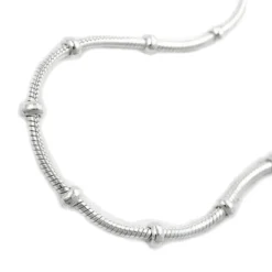 1mm Kette Collier Schlangenkette Halsschmuck, symmetrisch Silber 925, 38cm
