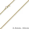 2,5mm Kette Collier Strickkette Halsschmuck aus 585 Gold Gelbgold, rund, 42cm