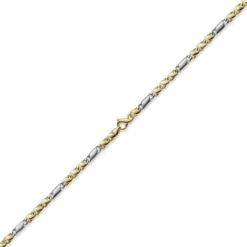 5mm Kette Collier Tigeraugekette, 585 Gold Weißgold & Gelbgold, 55cm