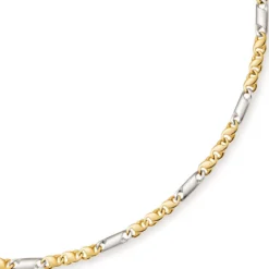 5mm Kette Collier Tigeraugekette, 585 Gold Weißgold & Gelbgold, 55cm