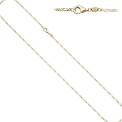 1,7mm Kette Figarokette aus 333 Gold Gelbgold diamantiert Halsschmuck, 50cm