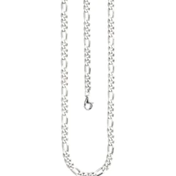 5,3mm Kette Figarokette aus 925 Silber rhodiniert diamantiert Halsschmuck, 50cm