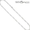 5,3mm Kette Figarokette aus 925 Silber rhodiniert diamantiert Halsschmuck, 60cm