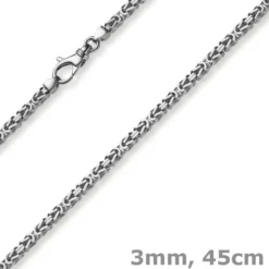3mm Kette Halskette Königskette aus 585 Gold Weißgold massiv 45cm