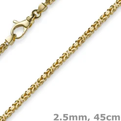 2,5mm Kette Halskette Königskette aus 750 Gold Gelbgold, 45cm, Unisex