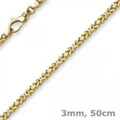 3mm Kette Halskette Königskette aus 585 Gold Gelbgold, 50cm, Unisex
