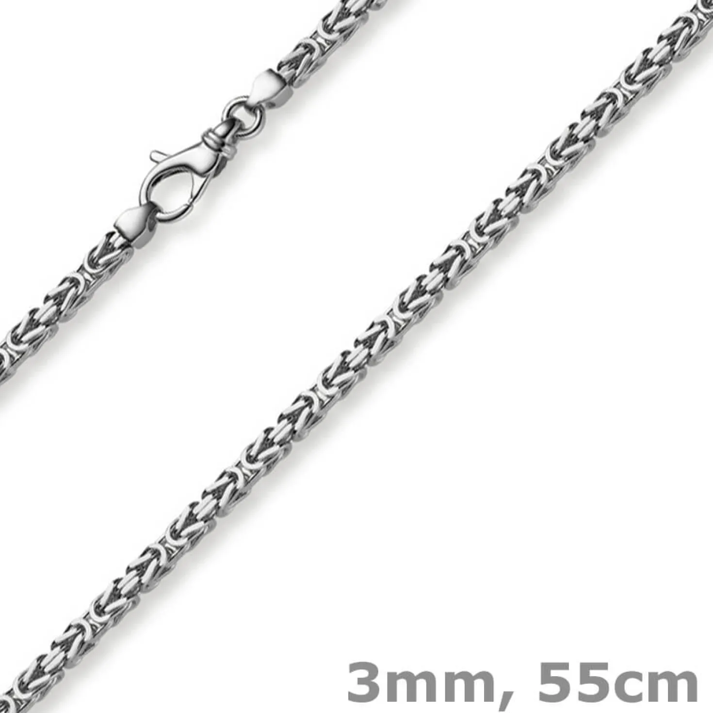 3mm Kette Halskette Königskette aus 750 Gold Weißgold massiv 55cm
