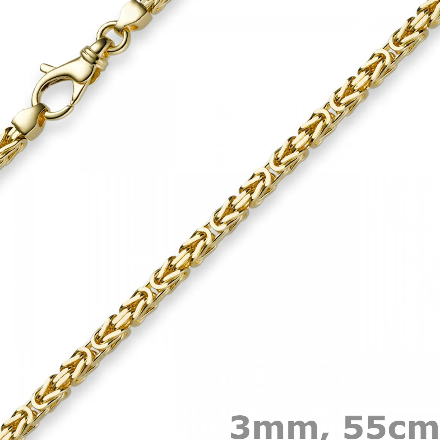 3mm Kette Halskette Königskette aus 750 Gold Gelbgold, 55cm, Unisex