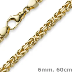 6mm Kette Halskette Königskette aus 750 Gold Gelbgold, 60cm, Herren