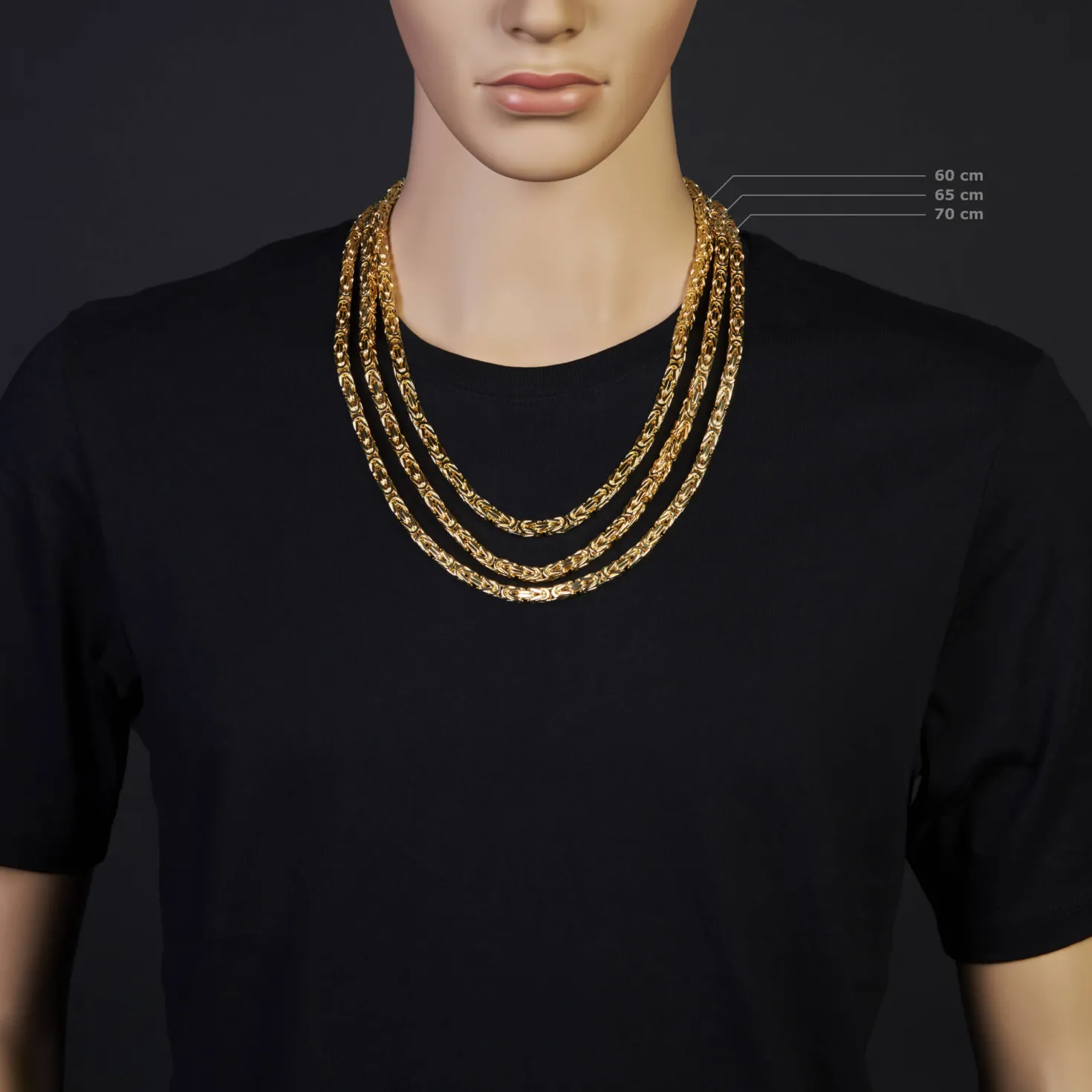 6mm Kette Halskette Königskette aus 585 Gold Gelbgold, 60cm, Herren