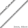 3mm Kette Halskette Königskette aus 585 Gold Weißgold massiv 60cm