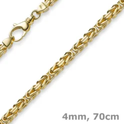 4mm Kette Halskette Königskette aus 585 Gold Gelbgold, 70cm, Herren