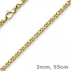 3mm Kette Halskette Königskette aus 585 Gold Gelbgold, 55cm, Unisex