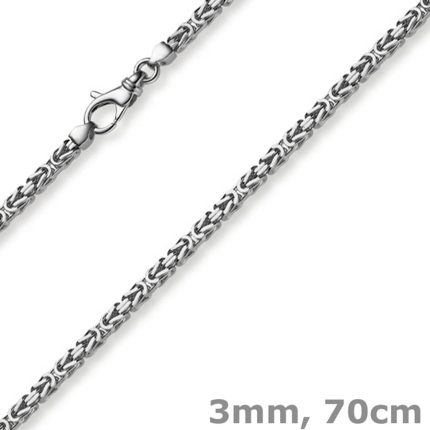 3mm Kette Halskette Königskette aus 750 Gold Weißgold massiv 70cm