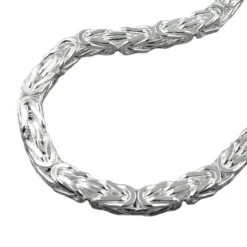 8mm Kette Königskette vierkant glänzend 925 Silber Halsschmuck Herren 80cm