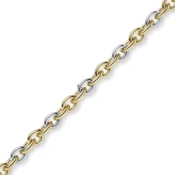 14mm Kette Phantasiekette Halskette Collier aus 585 Gold gelb/weiß bicolor 50cm