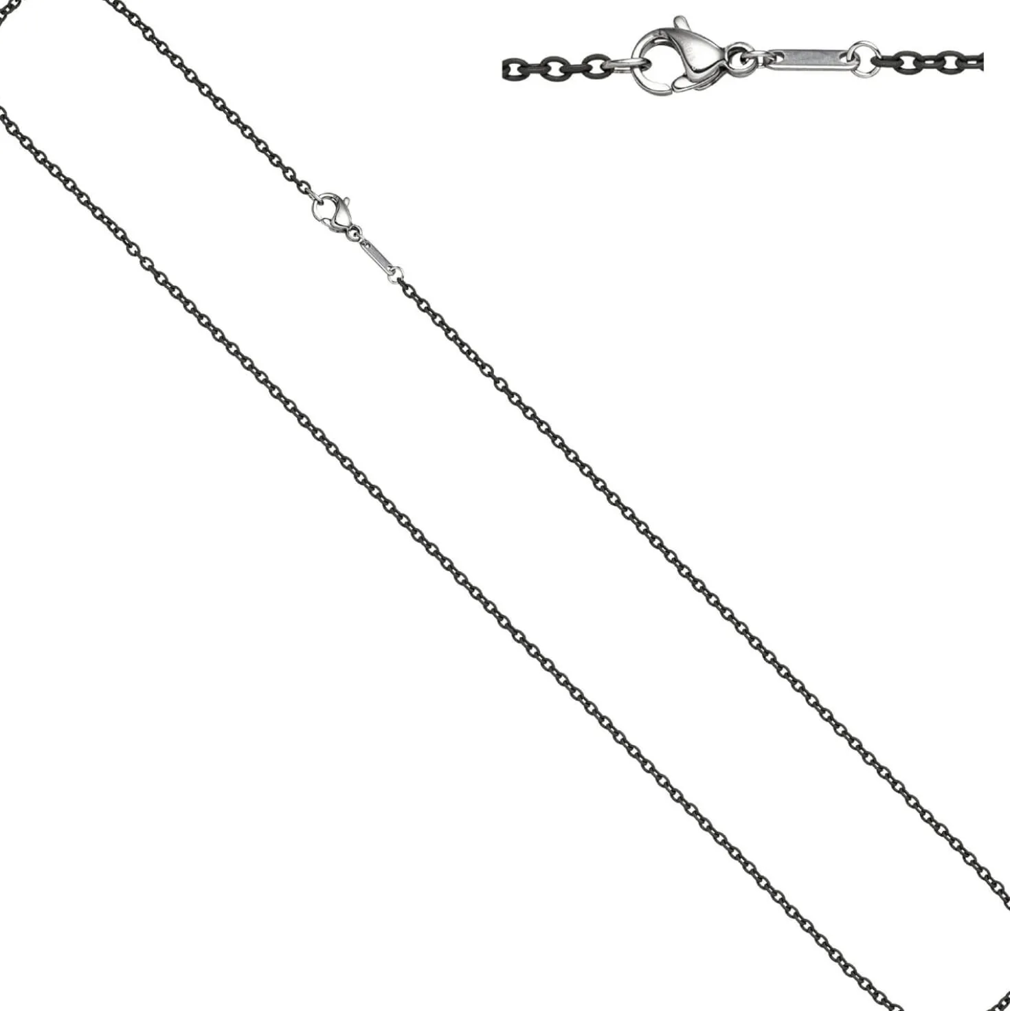 1,9mm Kette Rundankerkette aus Edelstahl mit grauen Lackierung Halsschmuck, 45cm