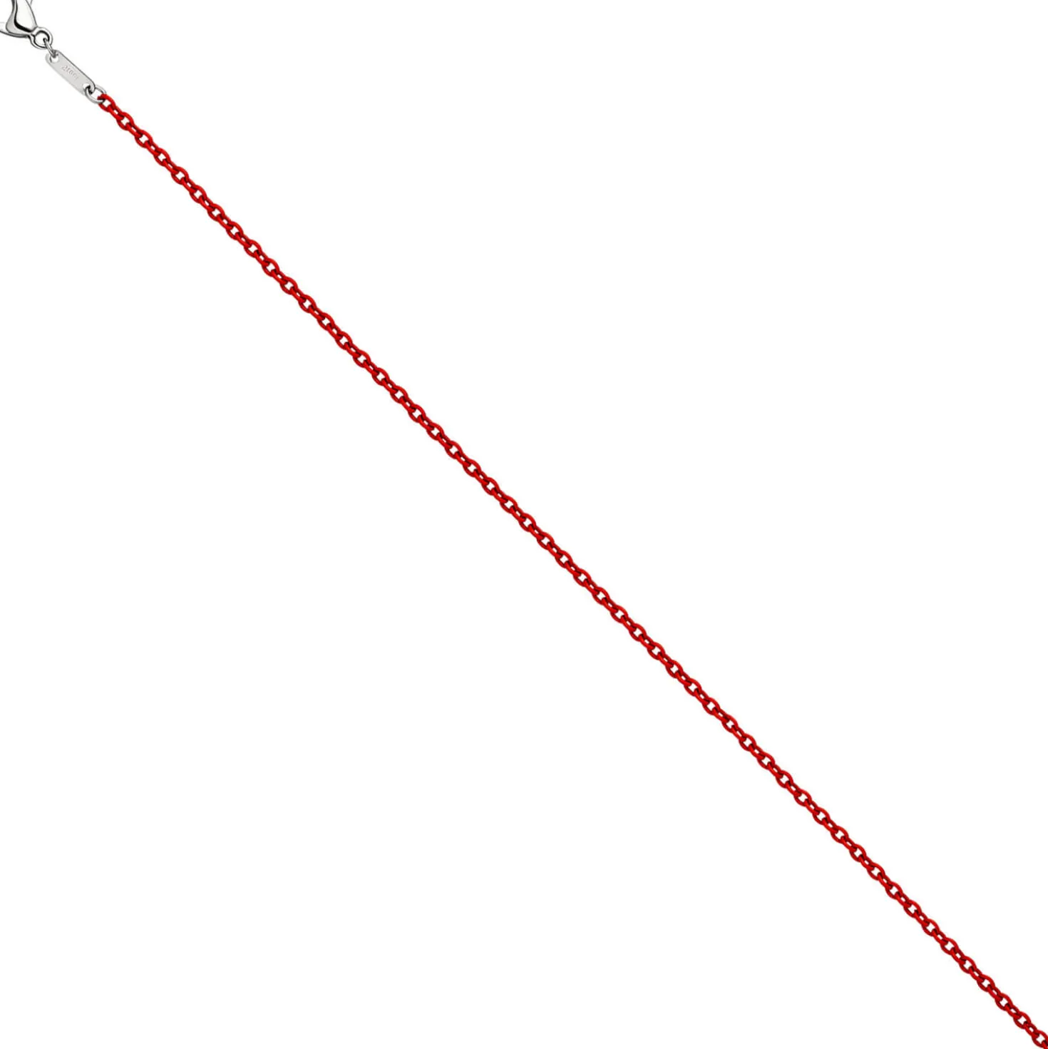 1,9mm Kette Rundankerkette aus Edelstahl mit roten Lackierung Halsschmuck, 45cm