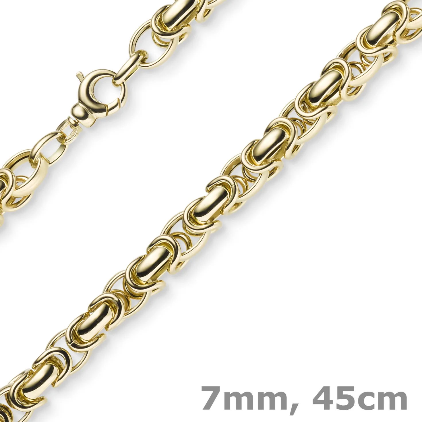 7mm Königskette aus 585 Gold Gelbgold Kette Halskette 45cm rund abgerundet
