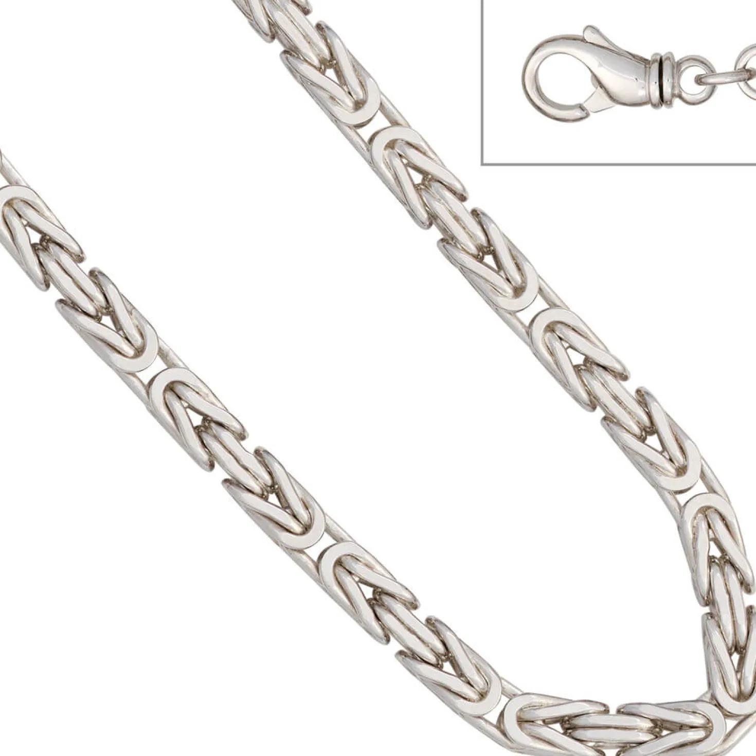 6mm Königskette Halskette Collier aus echtem 925 Silber rhodiniert massiv 60cm
