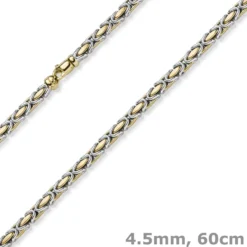 4,5mm Königskette Halskette Kette aus 585 Gold gelb/weiß bicolor 60cm Unisex