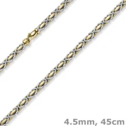 4,5mm Königskette Halskette Kette aus 585 Gold gelb/weiß bicolor 45cm Unisex