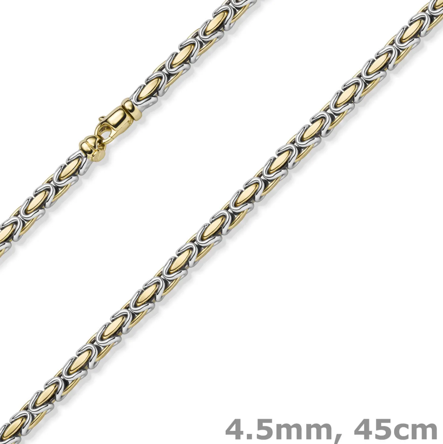 4,5mm Königskette Halskette Kette aus 585 Gold gelb/weiß bicolor 45cm Unisex