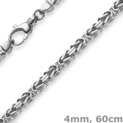 4mm Königskette Kette aus 750 Weißgold, massiv, 60cm, Goldkette Herren
