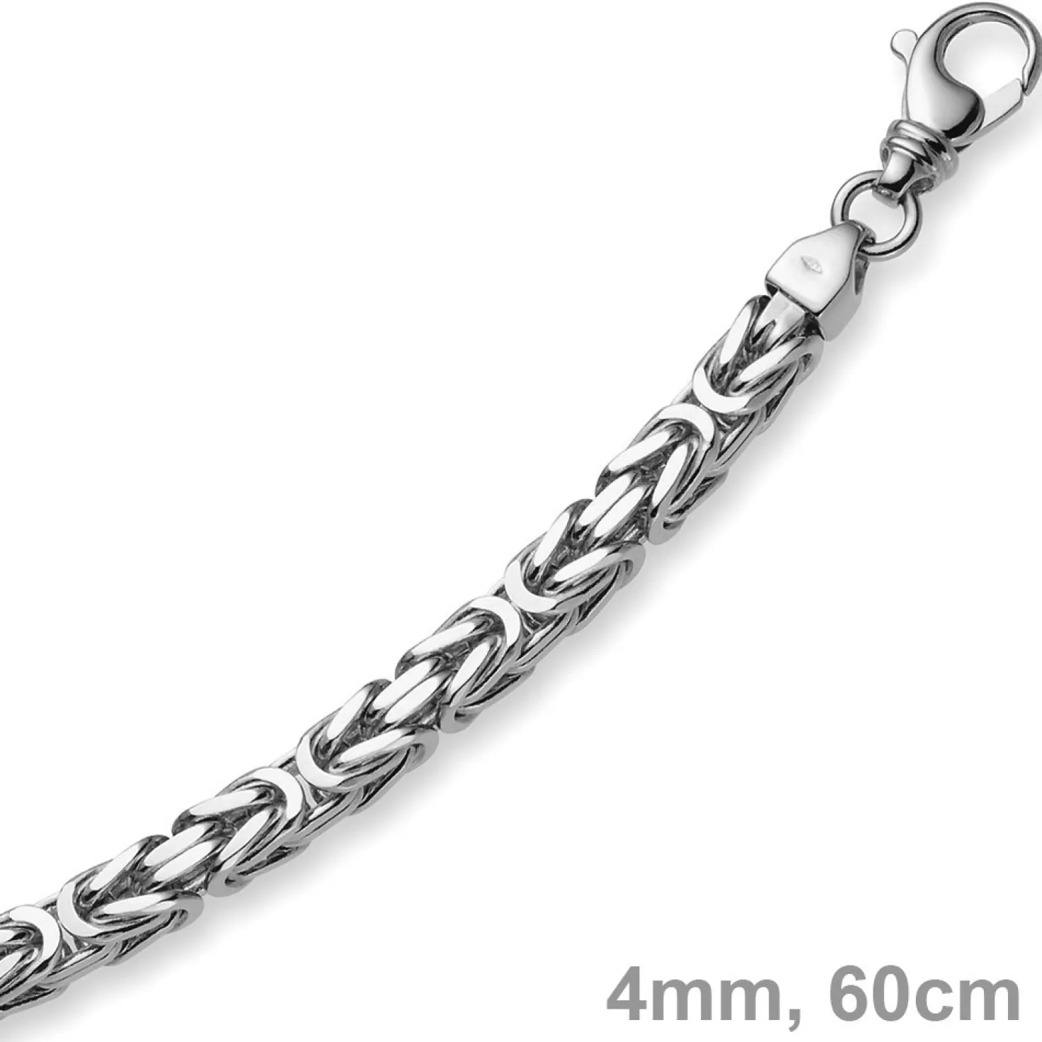 4mm Königskette Kette aus 750 Weißgold, massiv, 60cm, Goldkette Herren