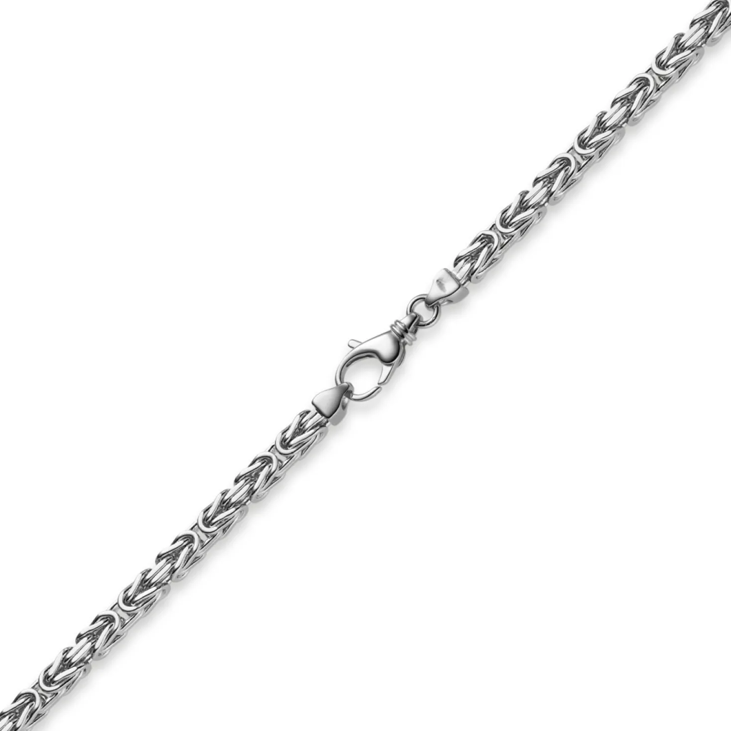 4mm Königskette Kette aus 750 Weißgold, massiv, 60cm, Goldkette Herren
