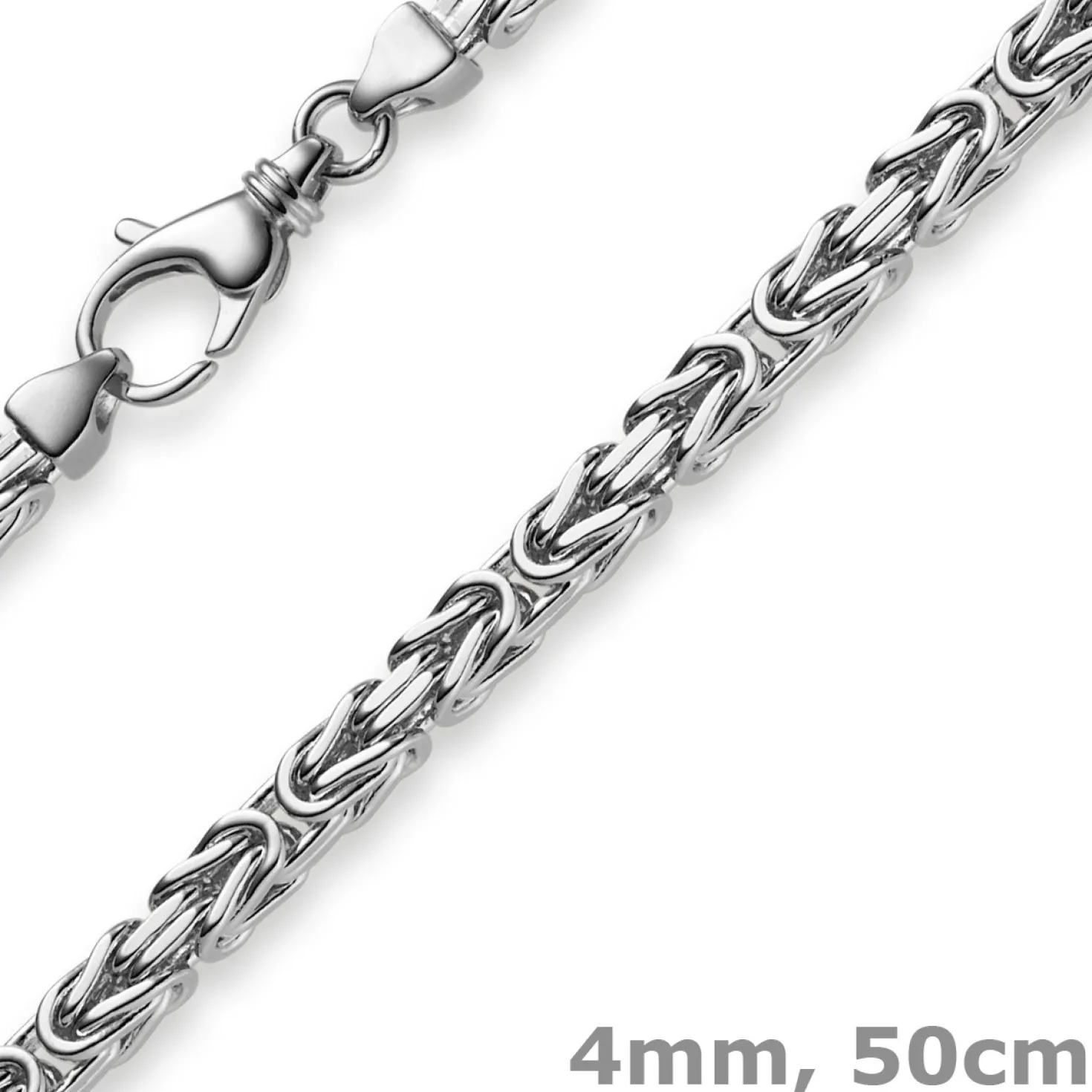 4mm Königskette Kette aus 750 Weißgold, massiv, 50cm, Goldkette Unisex