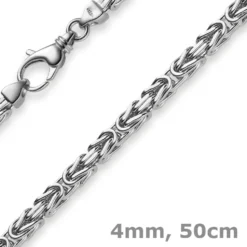 4mm Königskette Kette aus 585 Weißgold, massiv, 50cm, Goldkette Unisex