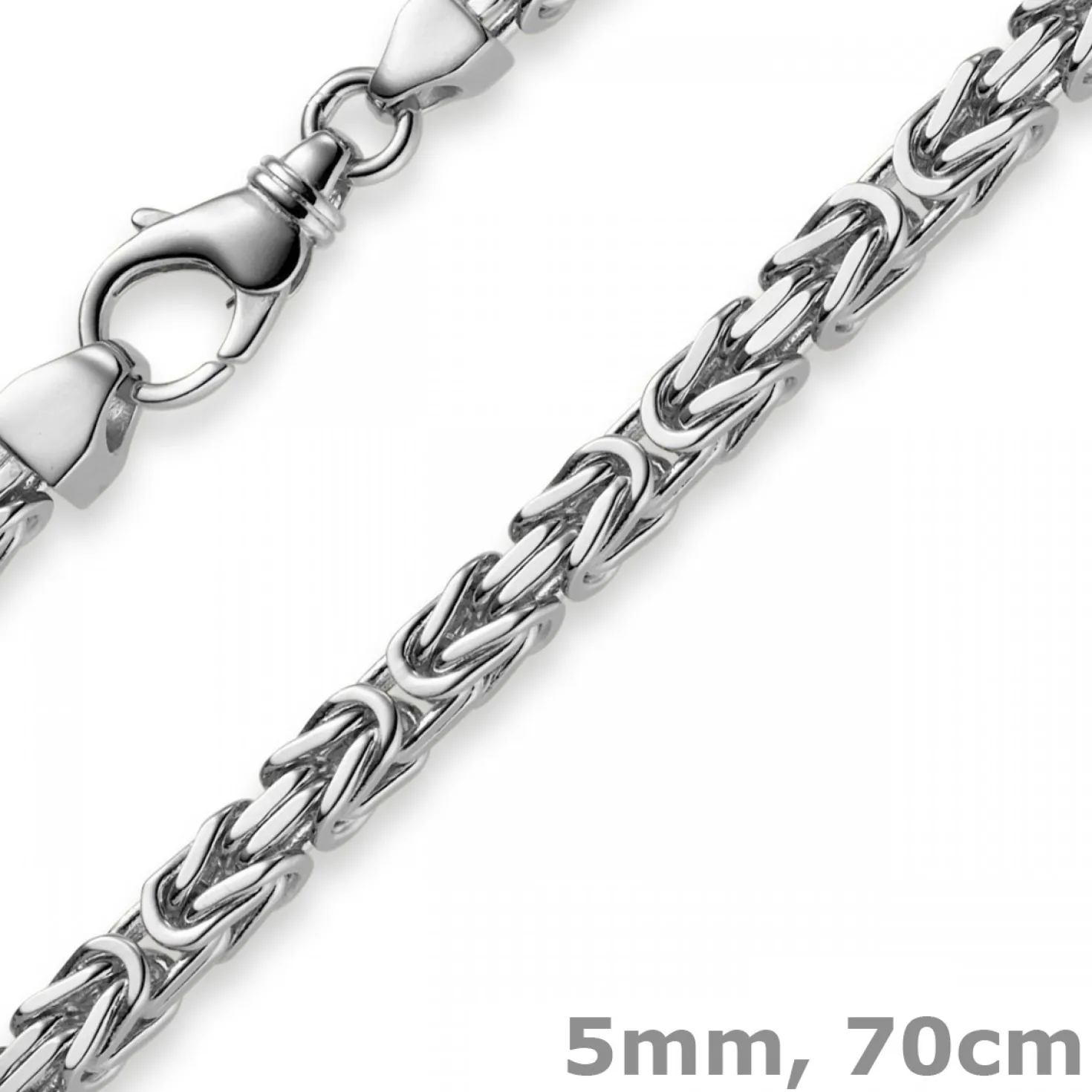5mm Königskette Kette Halskette aus 750 Gold Weißgold, 70cm, Herren