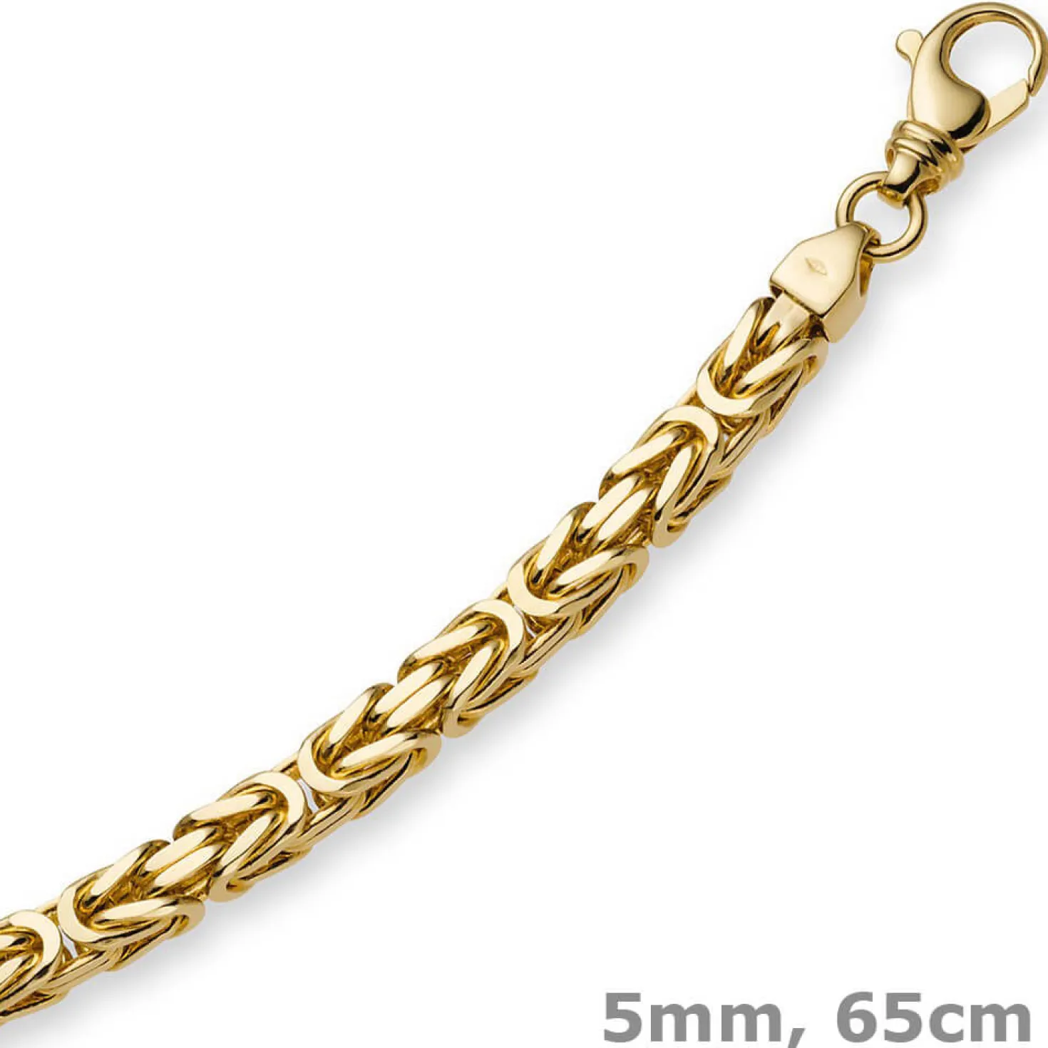 5mm Königskette Kette Halskette aus 750 Gold Gelbgold, 65cm, Herren