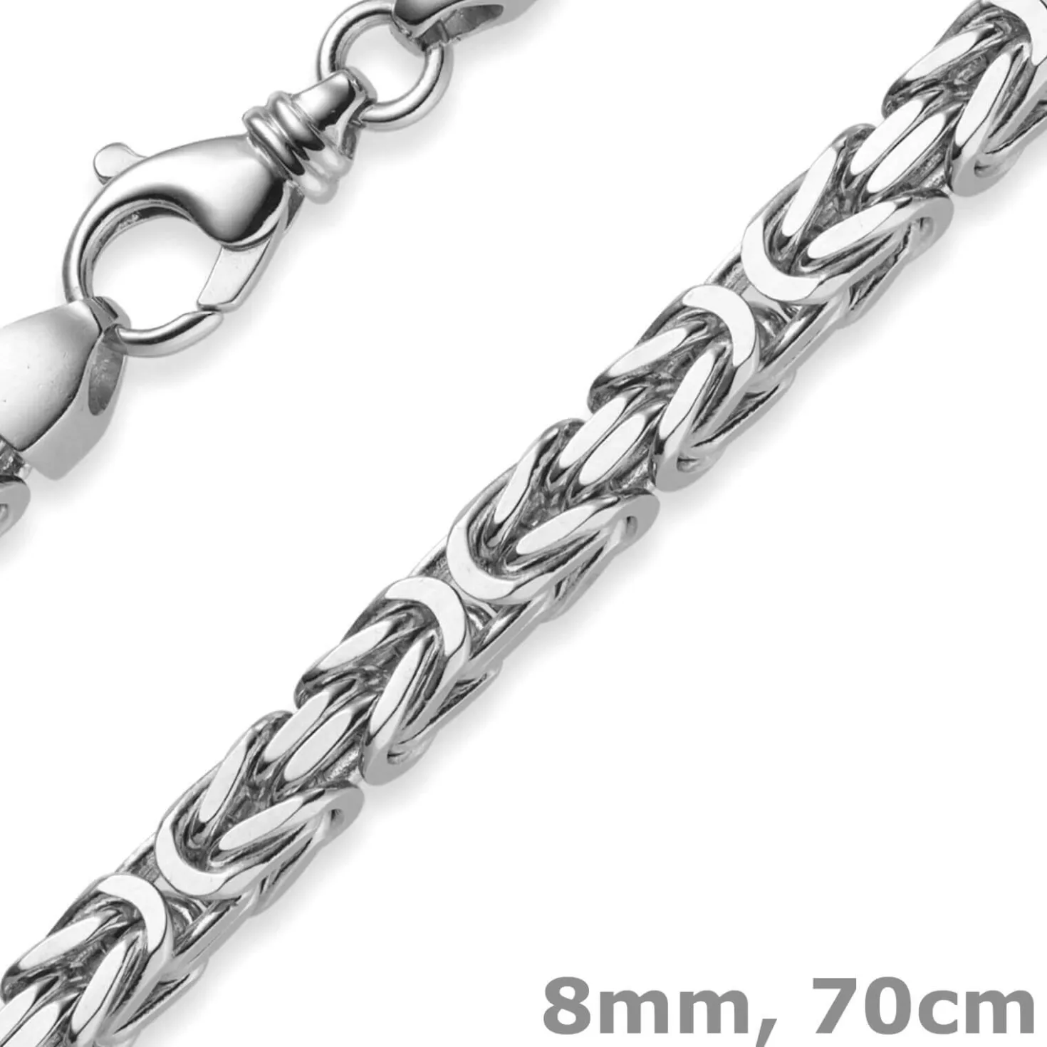 8mm Königskette Kette Halskette aus 585 Gold Weißgold 70cm Herren