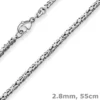 2,8mm Königskette Silberkette Collier Halskette aus 925 Silber rhodiniert 55cm