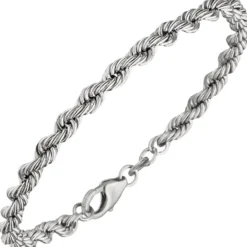 4,3mm Kordel-Armband Armkette Armschmuck aus 925 Silber rhodiniert 21cm