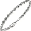 4,3mm Kordel-Armband Armkette Armschmuck aus 925 Silber rhodiniert 19cm