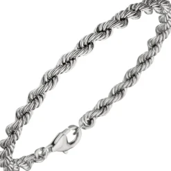 4,3mm Kordel-Armband Armkette Armschmuck aus 925 Silber rhodiniert 19cm
