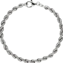 4,3mm Kordel-Armband Armkette Armschmuck aus 925 Silber rhodiniert 19cm