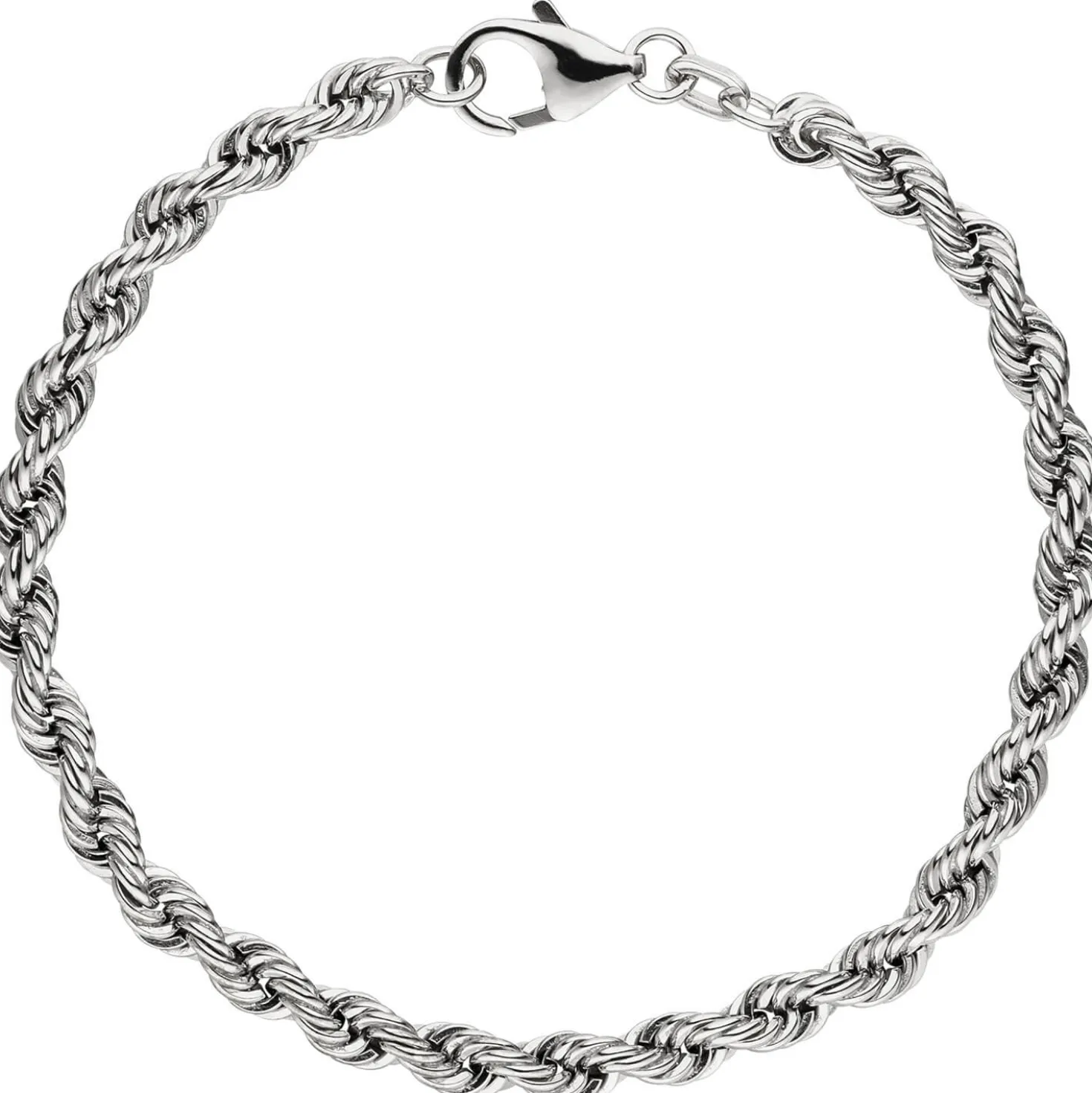 4,3mm Kordel-Armband Armkette Armschmuck aus 925 Silber rhodiniert 19cm