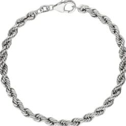 4,3mm Kordel-Armband Armkette Armschmuck aus 925 Silber rhodiniert 19cm