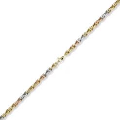 7mm Kordel-Kette Collier aus 585 Gold gelb/weiß/rot tricolor 50cm Halsschmuck