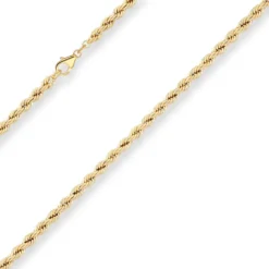 4,4mm Kordelkette Goldkette Collier Halskette aus 585 Gold Gelbgold 60cm