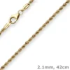 2,1mm Kordelkette Goldkette Collier Halskette aus 585 Gold Gelbgold 42cm