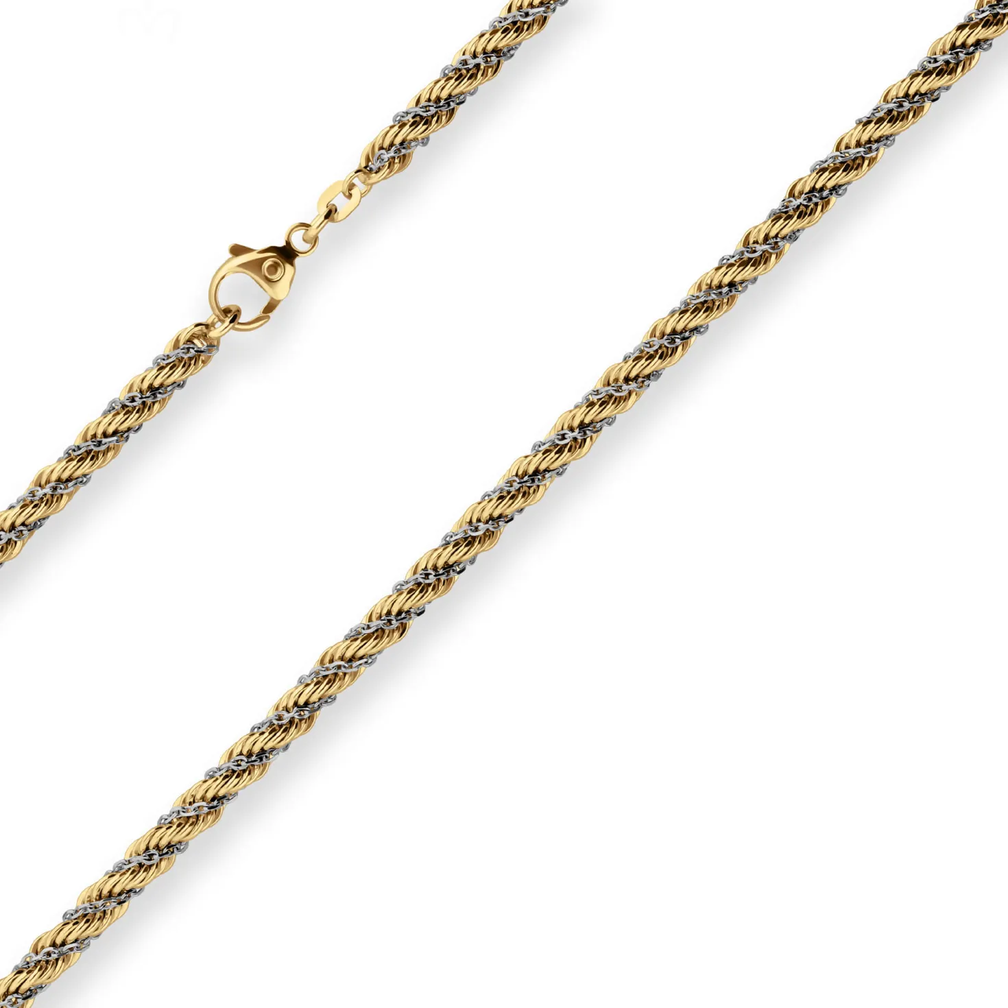 4,4mm Kordelkette Goldkette Collier Halskette aus 585 Gold gelb/weiß 50cm